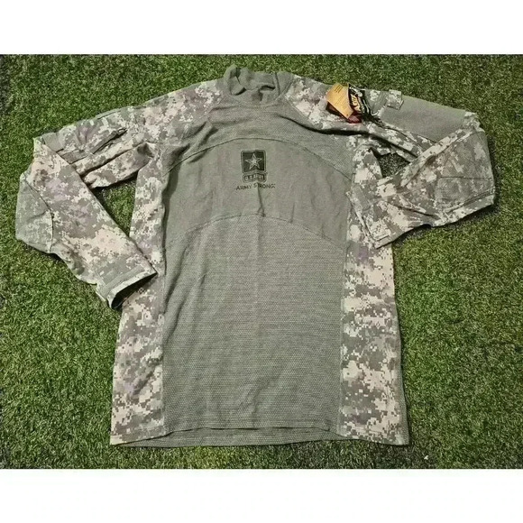 Massif Army Combat Shirt Mens XL Green Digital Camo Stretch Compression NWT - Picture 1 of 8
